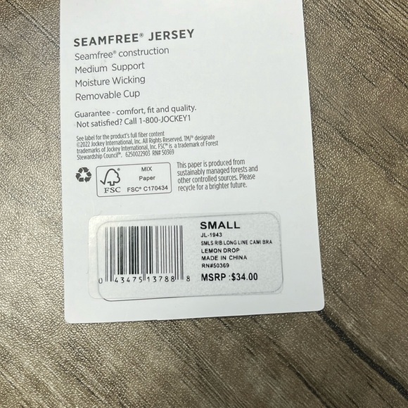NWT JOCKEY SEAMFREE JERSEY RIBBED SPORTS BRA, LEMON DROP🍋 - Picture 11 of 11